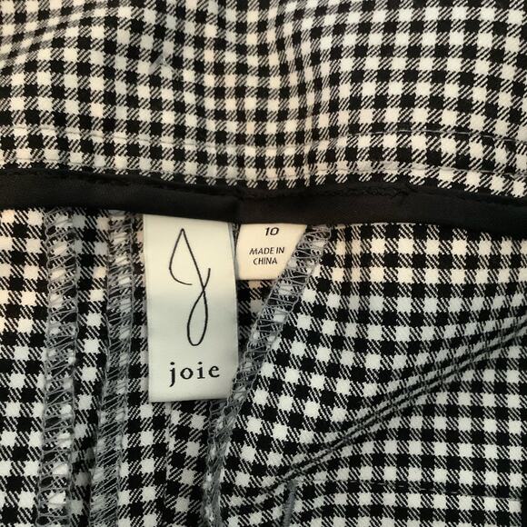 Joie Black And White Gingham Trouser Pants Waist Tie Belted 10 - Picture 9 of 10